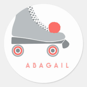 Roller Skate - Coral Classic Round Sticker