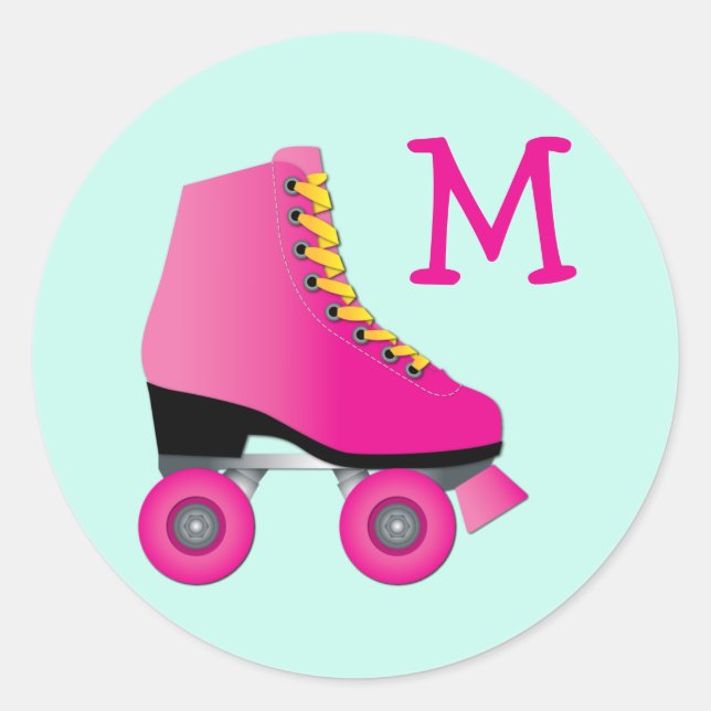 Roller Skate Cute Skating Monogram Seal Sticker (Front)