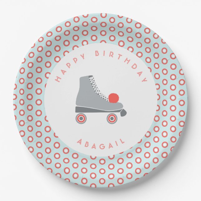 Roller Skate Dot Paper Plate (Front)