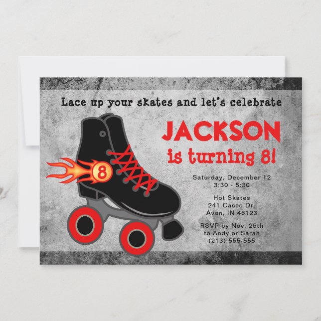 Roller Skate Extreme Boy's Birthday Invitation (Front)