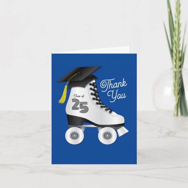 Roller Skate Graduation Party Skating Rink Blue Invitation (Front)