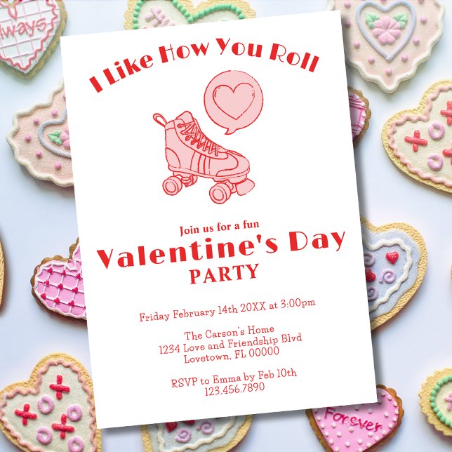 Roller Skate Heart Cute Valentine's Day Party Invitation (Creator Uploaded)