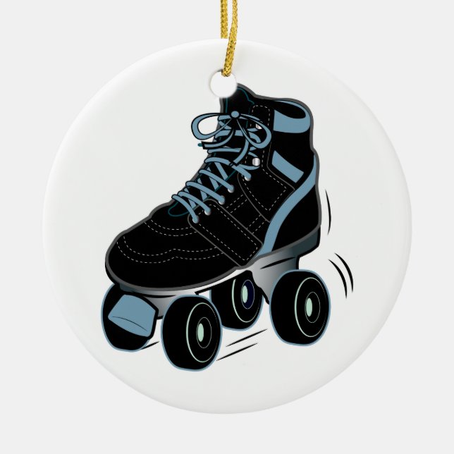 Roller Skate in Black Ceramic Tree Decoration (Front)