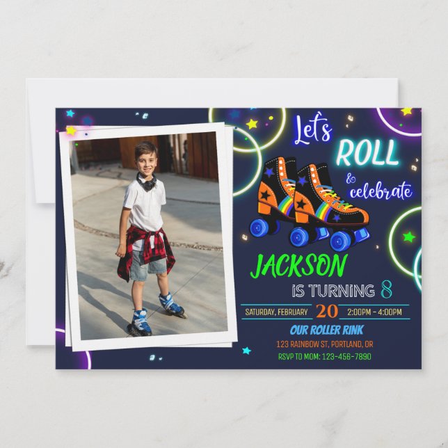 Roller skate invitation Photo boy Sk8 invitation (Front)