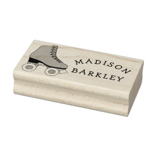 Roller Skate Kid Cute Skating Retro Name Rubber Stamp