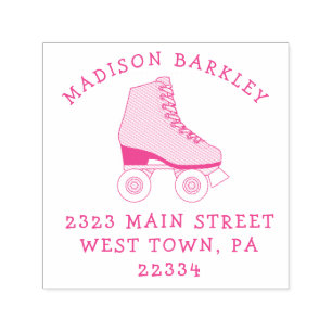 Roller Skate Kid Skating Return Address Stamp