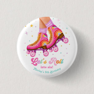 Roller Skate Let's Roll Skating Girl Birthday 3 Cm Round Badge