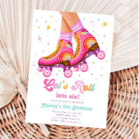 Roller Skate Let's Roll Skating Girl Birthday