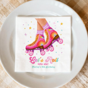Roller Skate Let's Roll Skating Girl Birthday Napkin