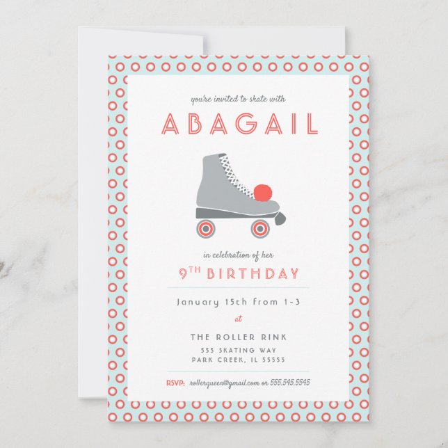Roller Skate Party Invitation (Front)