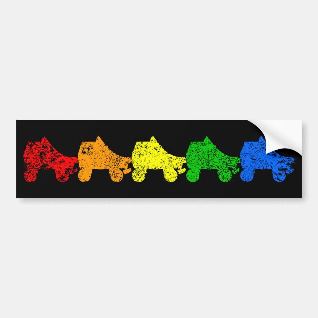 roller skate rainbow bumper sticker (Front)