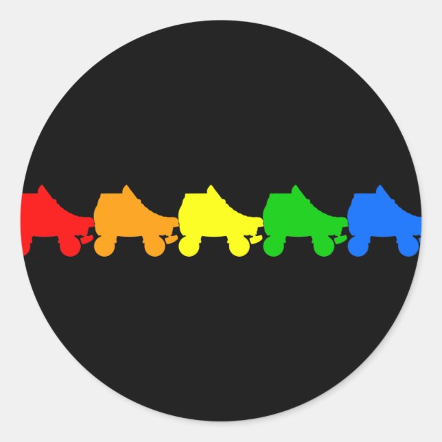 roller skate rainbow classic round sticker (Front)