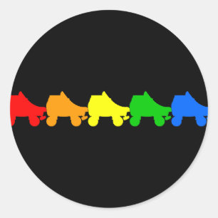 roller skate rainbow classic round sticker