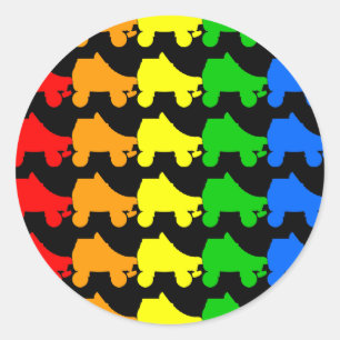 roller skate rainbow classic round sticker