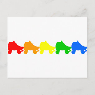 roller skate rainbow postcard