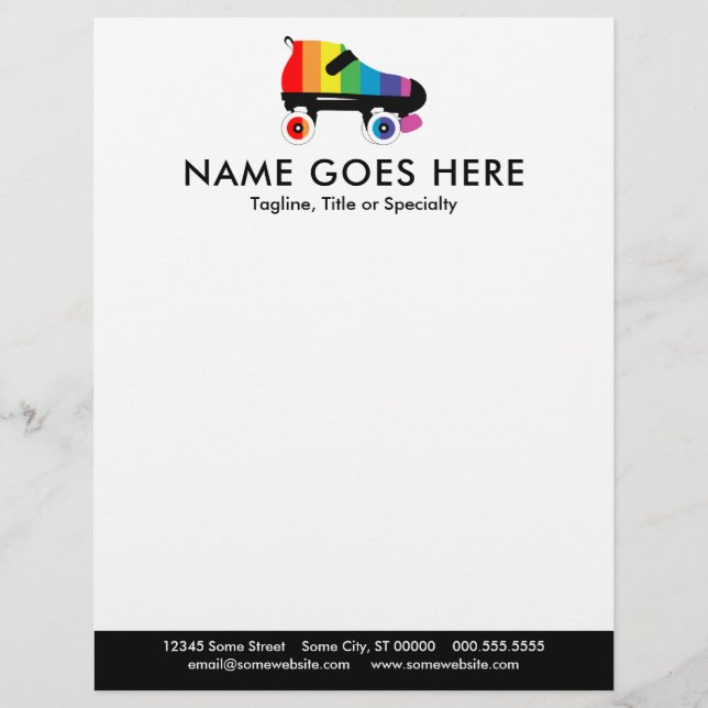 roller skate rainbow stripes custom letterhead (Front)