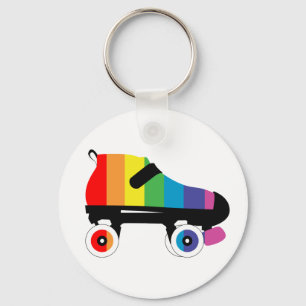 roller skate rainbow stripes key ring