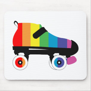 roller skate rainbow stripes mouse pad