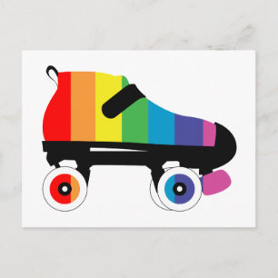 roller skate rainbow stripes postcard