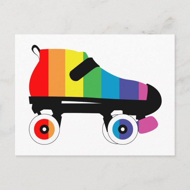 roller skate rainbow stripes postcard (Front)