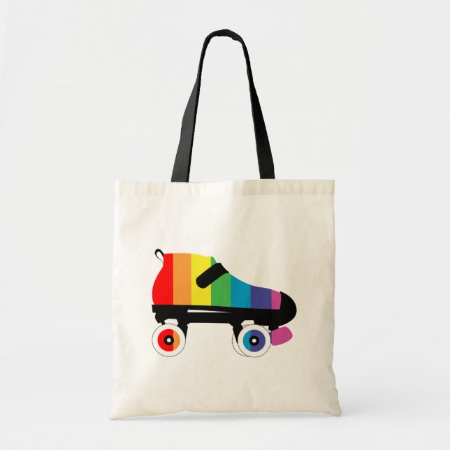 roller skate rainbow stripes tote bag (Front)
