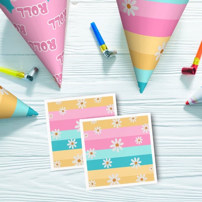 Roller skate Retro Rainbow Birthday Party Napkin (Creator Uploaded)