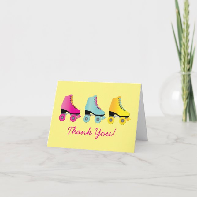 Roller Skate Retro Skating Thank You Stationary Note Card (Front)