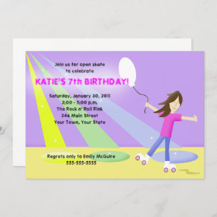 ROLLER SKATE Rollerskating 5x7 Birthday Invitation