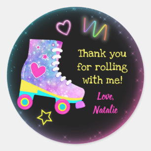 Roller Skate Skating Birthday Stickers Labels