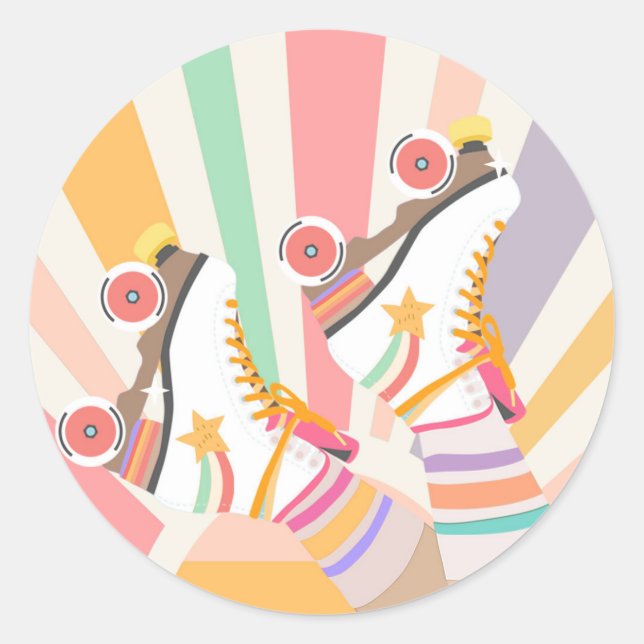 Roller Skate Skating Cupcake Topper Sticker Tag (Front)