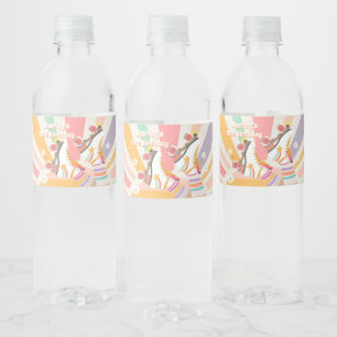 Roller Skate Skating Retro Groovy Birthday Party Water Bottle Label
