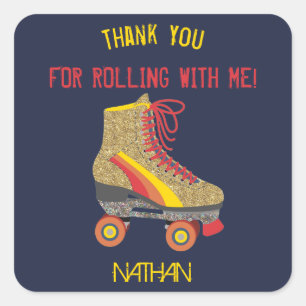 Roller skate Thank you, Favour tag, skating, Square Sticker