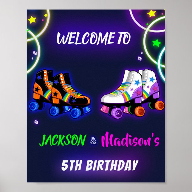 Roller skate welcome party sign Boy sk8 poster (Front)