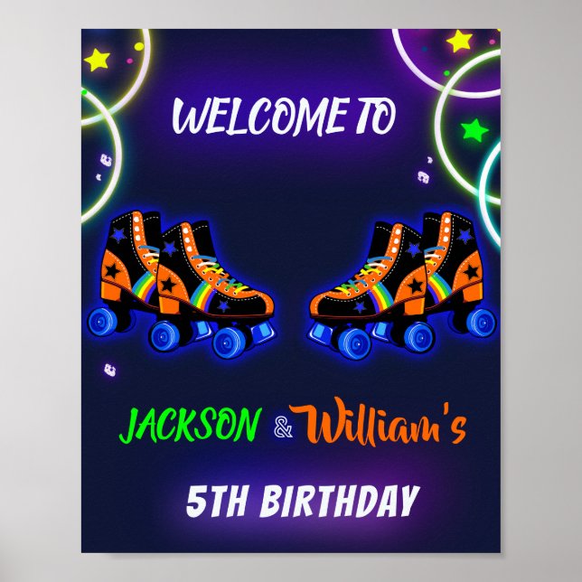 Roller skate welcome party sign Boy sk8 poster (Front)