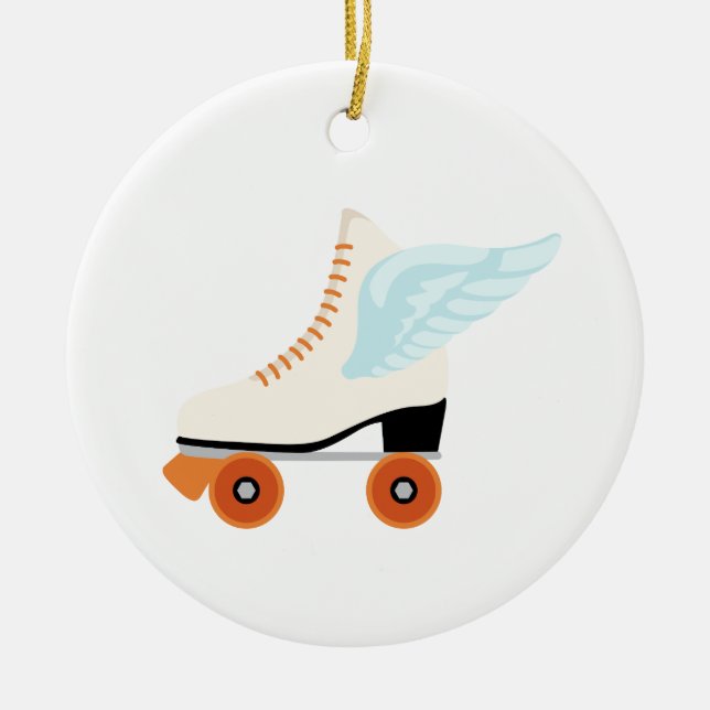 Roller Skate Wing Ceramic Ornament (Front)