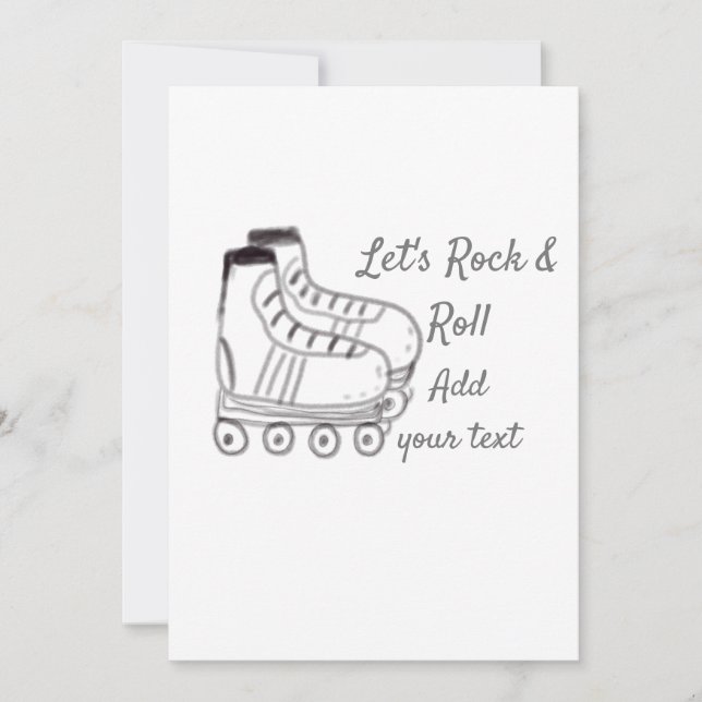 roller skater add text lets rock roll kids black s invitation (Front)