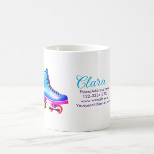Roller skater add your name text place city phone coffee mug