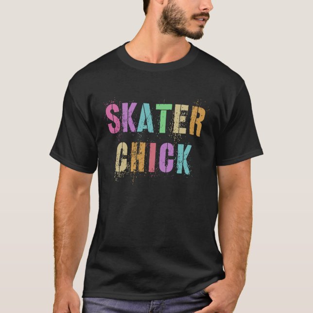 Roller SKATER CHICK Rollerskating Rollerskater Hap T-Shirt (Front)