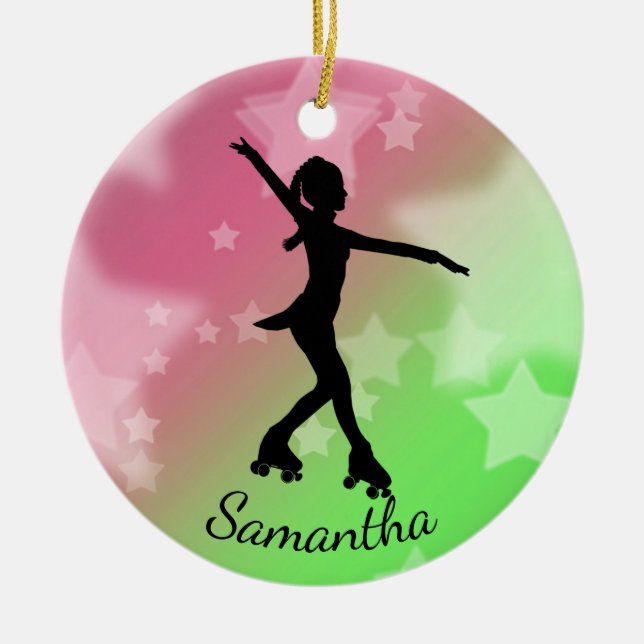 Roller Skater Design Ceramic Ornament (Front)
