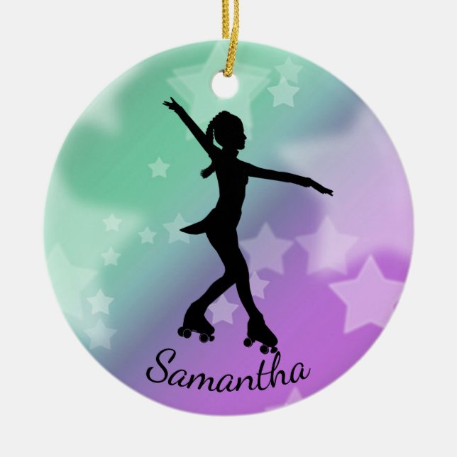 Roller Skater Design Ceramic Ornament (Front)