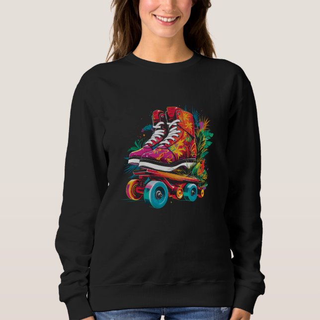 Roller Skates Cartoon Style Indoor Sport Sweatshirt (Front)