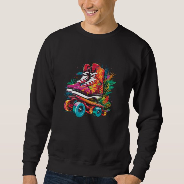 Roller Skates Cartoon Style Indoor Sport Sweatshirt (Front)