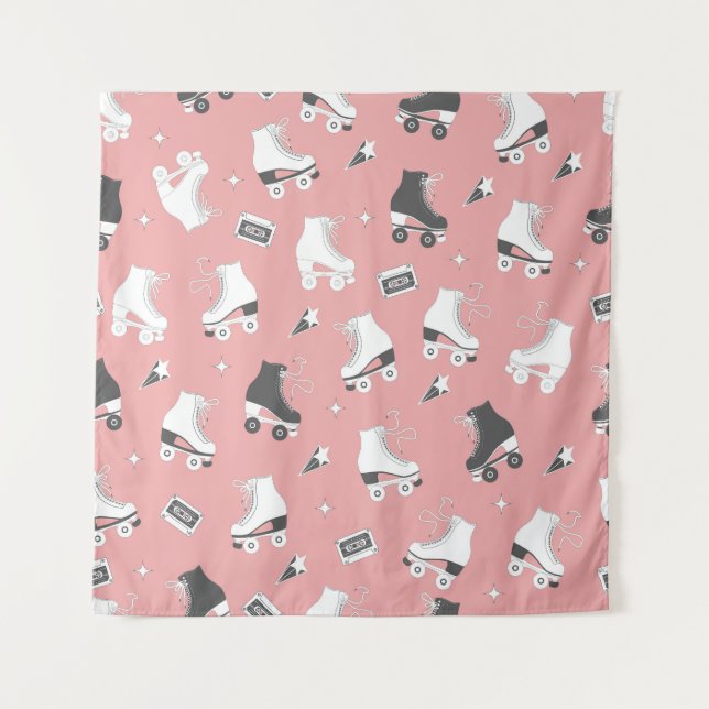 Roller skates cassette pattern. tapestry (Front)