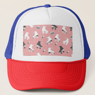 Roller skates cassette pattern. trucker hat