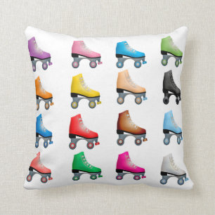 Roller Skates Colourful Pattern Retro Rollerskates Cushion