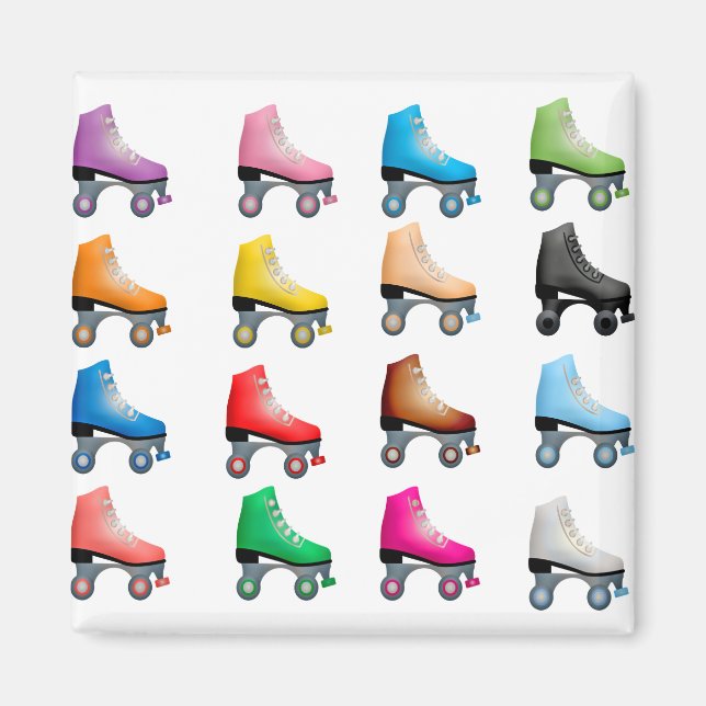 Roller Skates Colourful Pattern Retro Rollerskates Magnet (Front)