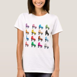 Roller Skates Colourful Pattern Retro Rollerskates T-Shirt