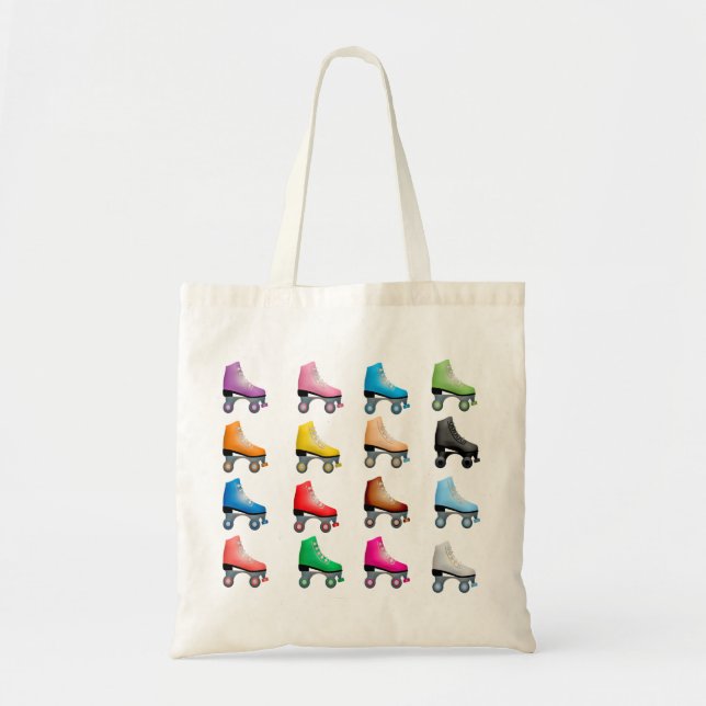 Roller Skates Colourful Pattern Retro Rollerskates Tote Bag (Front)