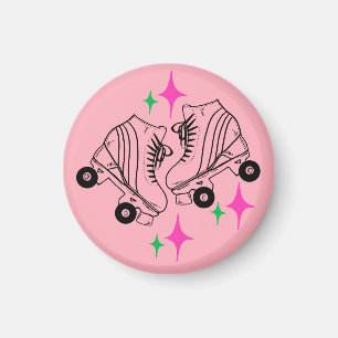 Roller Skates Derby Skating Pink Birthday Party Magnet
