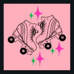 Roller Skates Derby Skating Pink Poster<br><div class="desc">Minimalist White Roller Skates Drawing. Two quads roller skate illustration in white. Simple aesthetic roller skating,  roller skates modern illustration. White and pink roller skates illustration design,  gift for a roller skater. Roller skates,  quads skates pink aesthetic. Roller skates,  roller skating goodie bag gifts.</div>